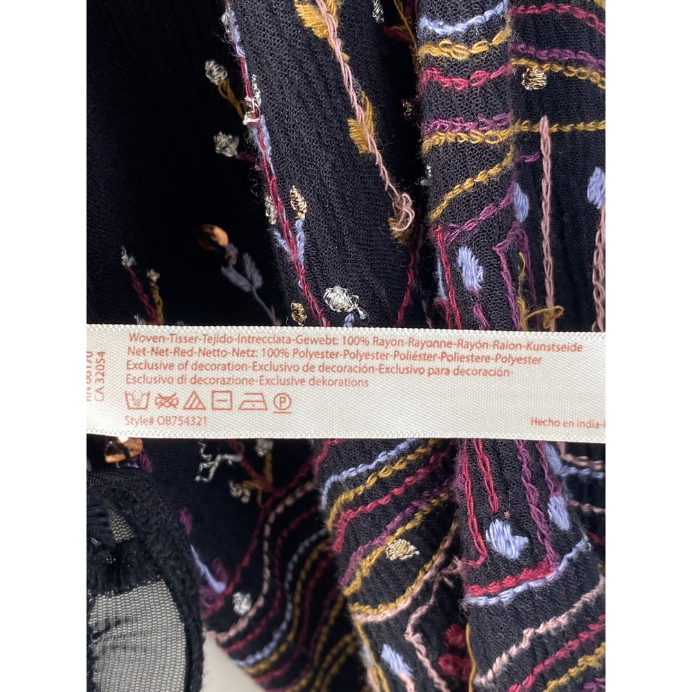 Free People Intimately Ella Bodysuit XS Black Embroidery Off Shoulder Whimsigoth - Picture 12 of 13